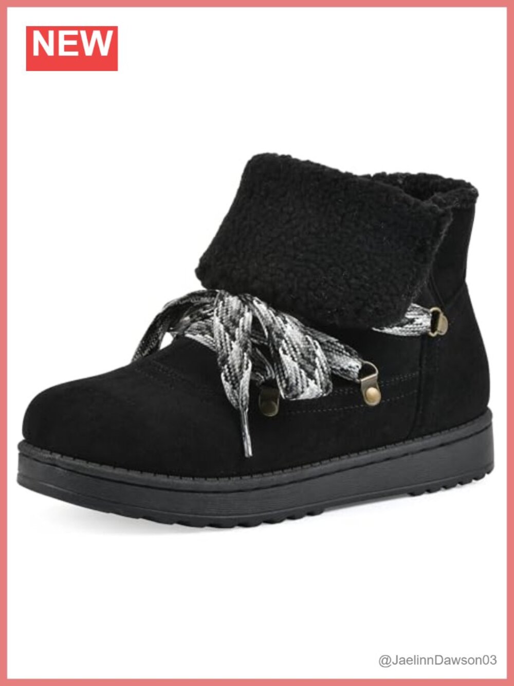 Faux Fur Lined Lace-Up Ankle Bootie Water Resistant Cushioned